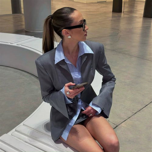 Damen Oversized Blazer- und Minirock-Set mit tailliertem Schnitt Shop Nory