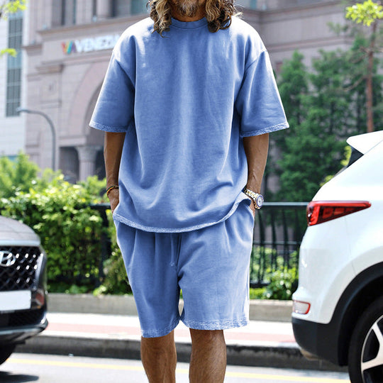 Lockeres T-Shirt Shorts einfarbiges Set