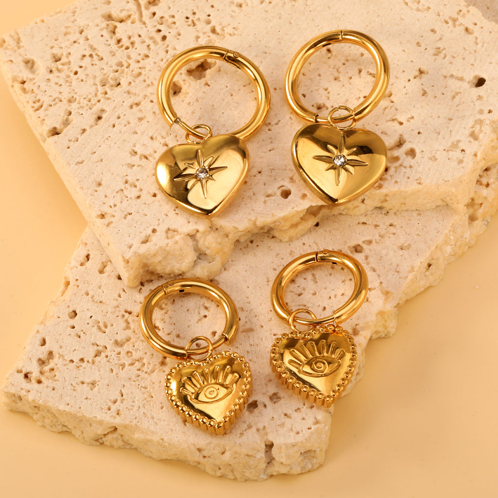 Damen Hängende Ohrstecker im herzförmigen Design mit funkelndem Kristall und goldplattierter Oberfläche Shop Nory