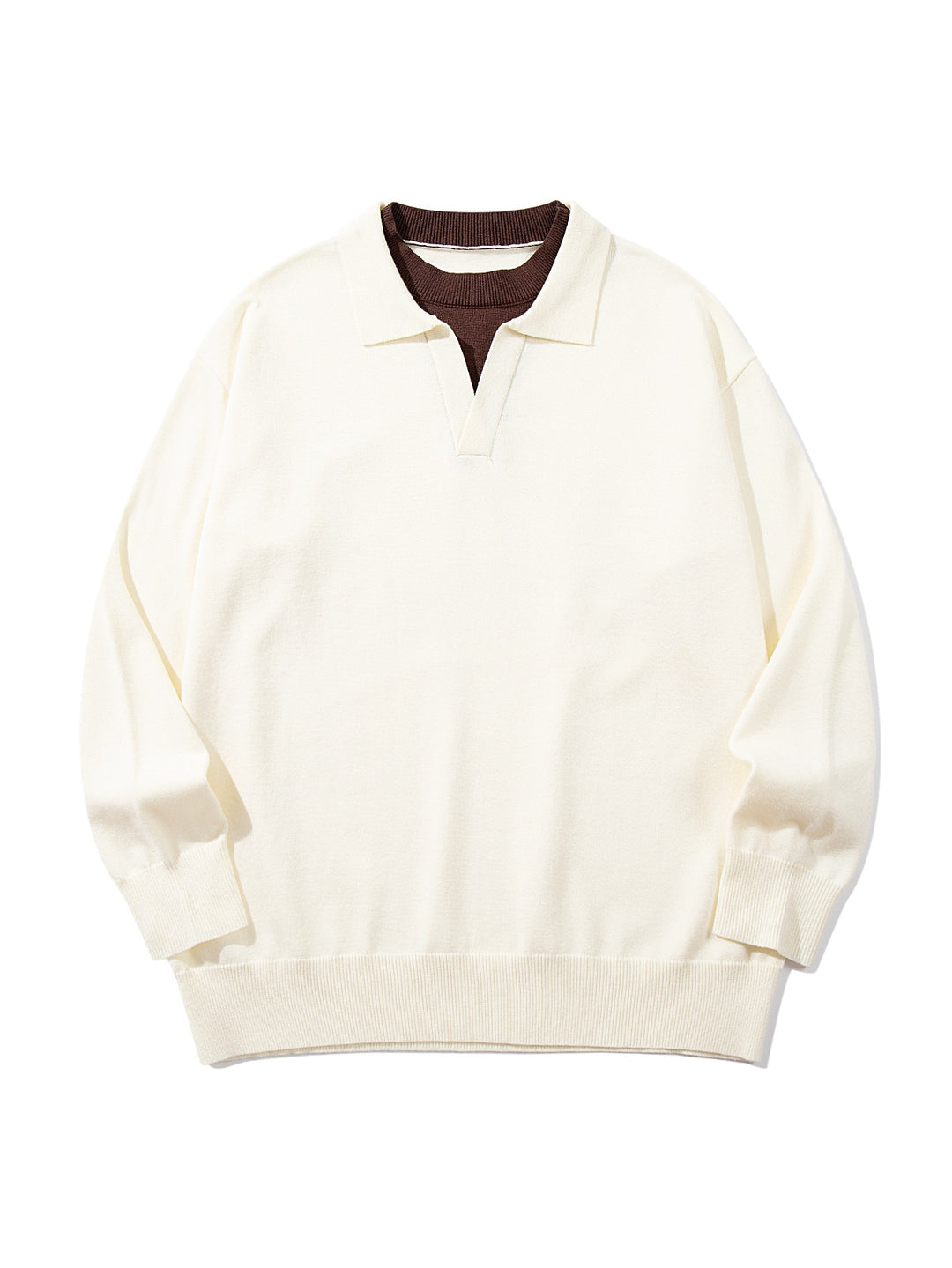 Unisex Feinstrick-Polo mit V‑Ausschnitt‑Cutout und integriertem Rollkragen-Layer Shop Nory