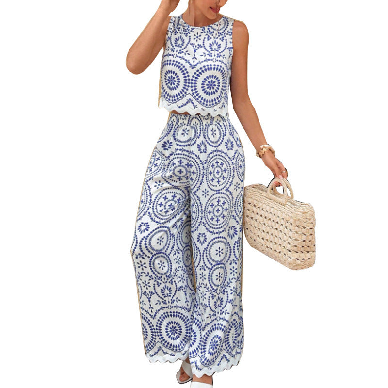 Damen Zweiteiliges Set mit floralem Muster und weitem Schnitt