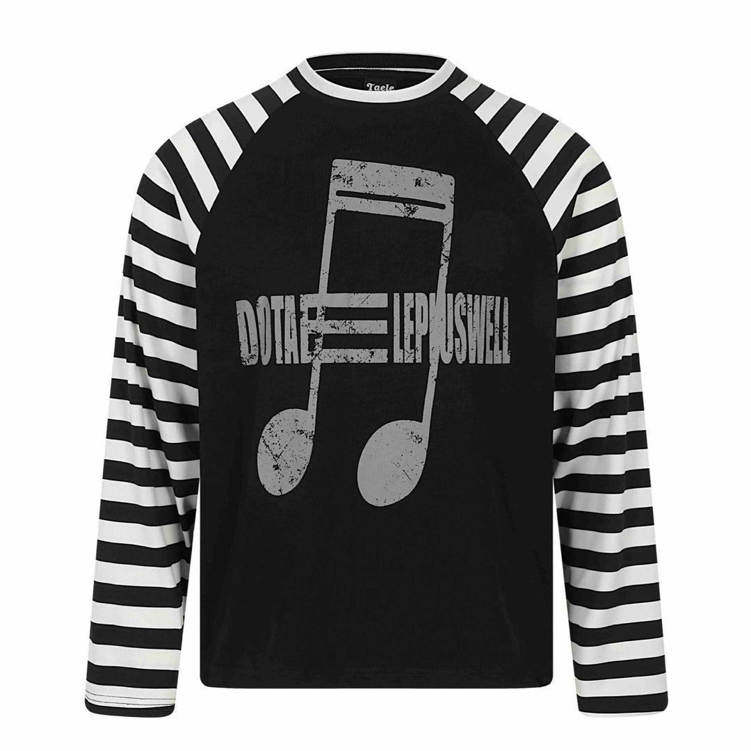 Unisex Langärmliges Raglan-Longsleeve mit Musik‑Print und gestreiften Ärmeln Shop Nory
