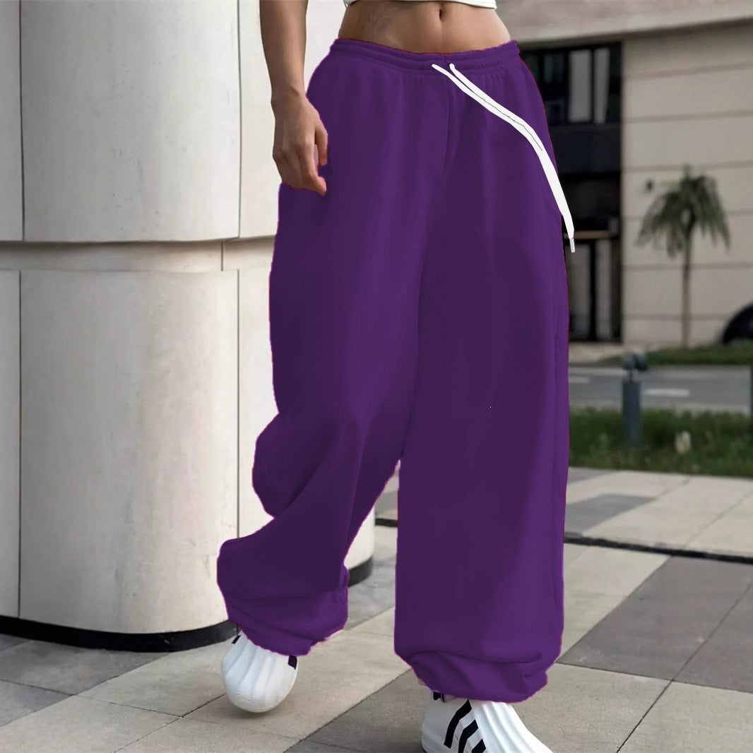 Damen nan weite Baggy-Jogginghose mit hohem Komfortbund, Kordelzug und elastischen Knöchelbündchen Shop Nory