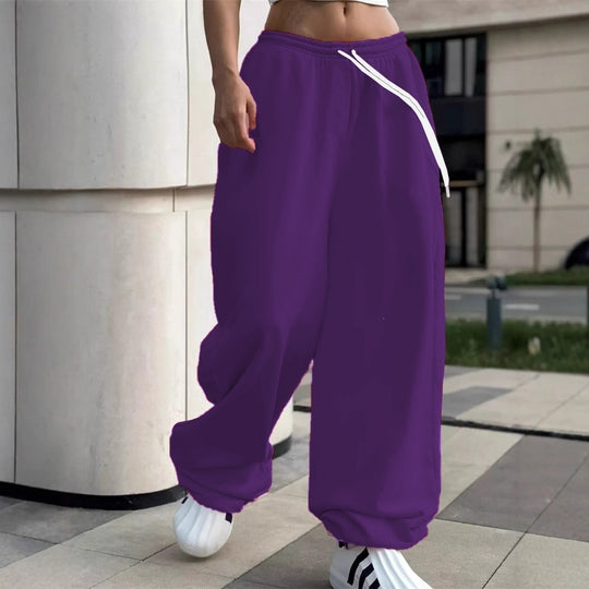 Damen nan weite Baggy-Jogginghose mit hohem Komfortbund, Kordelzug und elastischen Knöchelbündchen Shop Nory