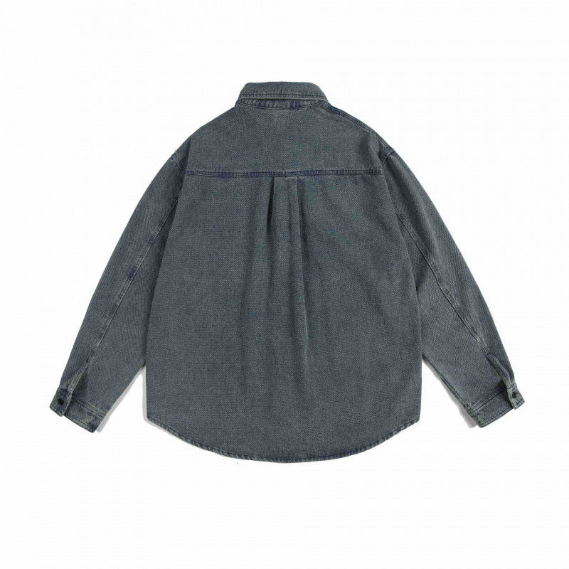 Unisex Kastenförmiges Denim-Overshirt mit Brusttasche und Stonewashed-Optik Shop Nory