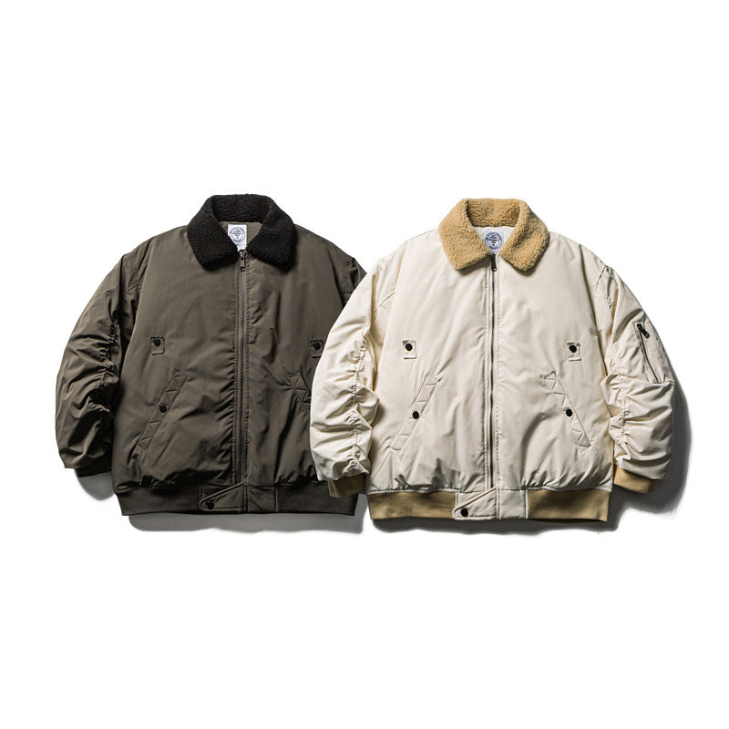 Herren Kurzparka-Bomber mit Sherpa-Kragen, gefütterte Utility-Jacke Shop Nory