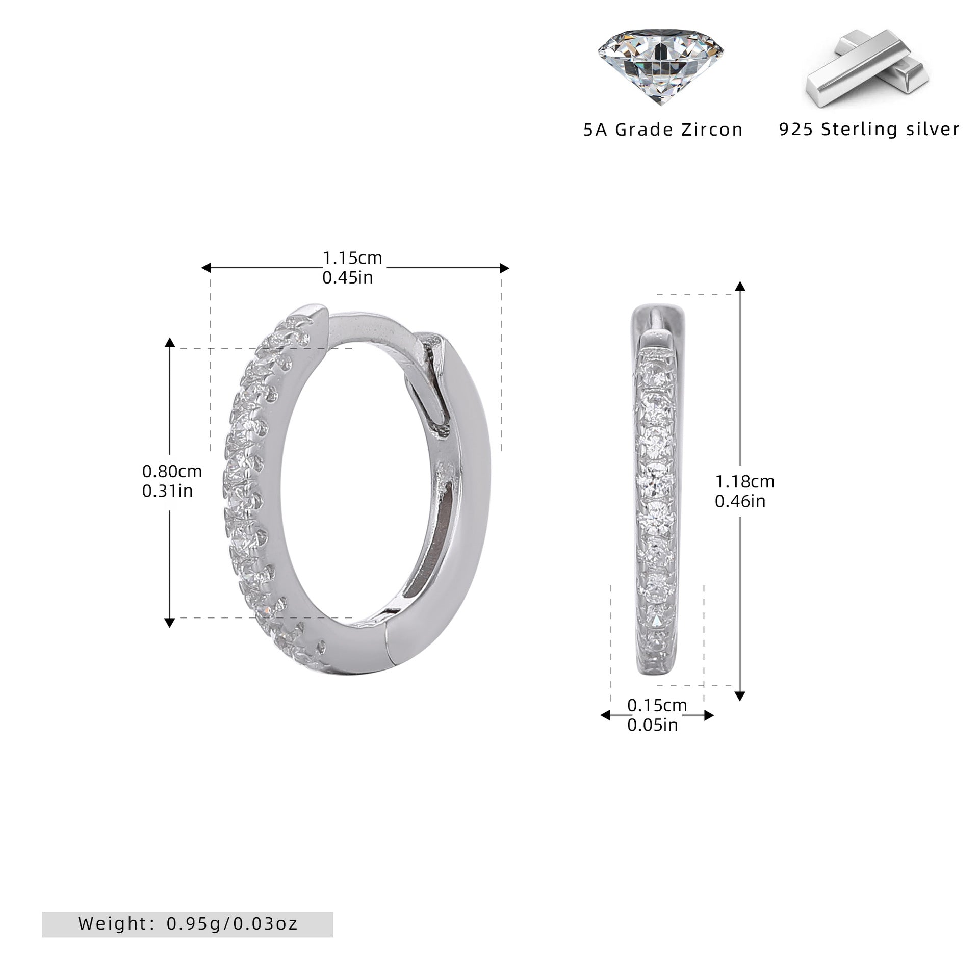 Damen Creolen mit funkelnden Zirkonsteinen in elegantem Design Shop Nory