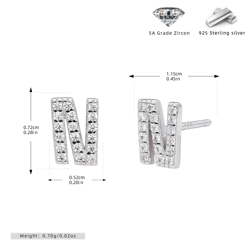 Damen Ohrstecker aus 925 Sterling Silber mit luxuriösem Zirkonbuchstaben R Shop Nory