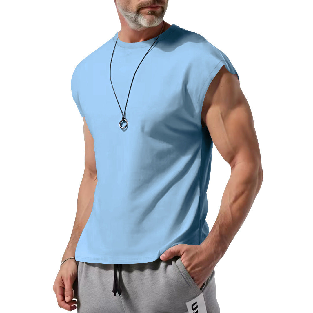Herren schickes ärmelloses T-Shirt aus atmungsaktivem Baumwollmix