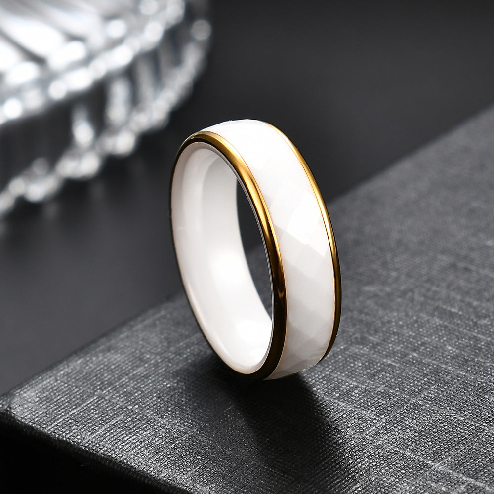 Herren Ring mit modernem, facettiertem Design und goldrunder Fassung Shop Nory
