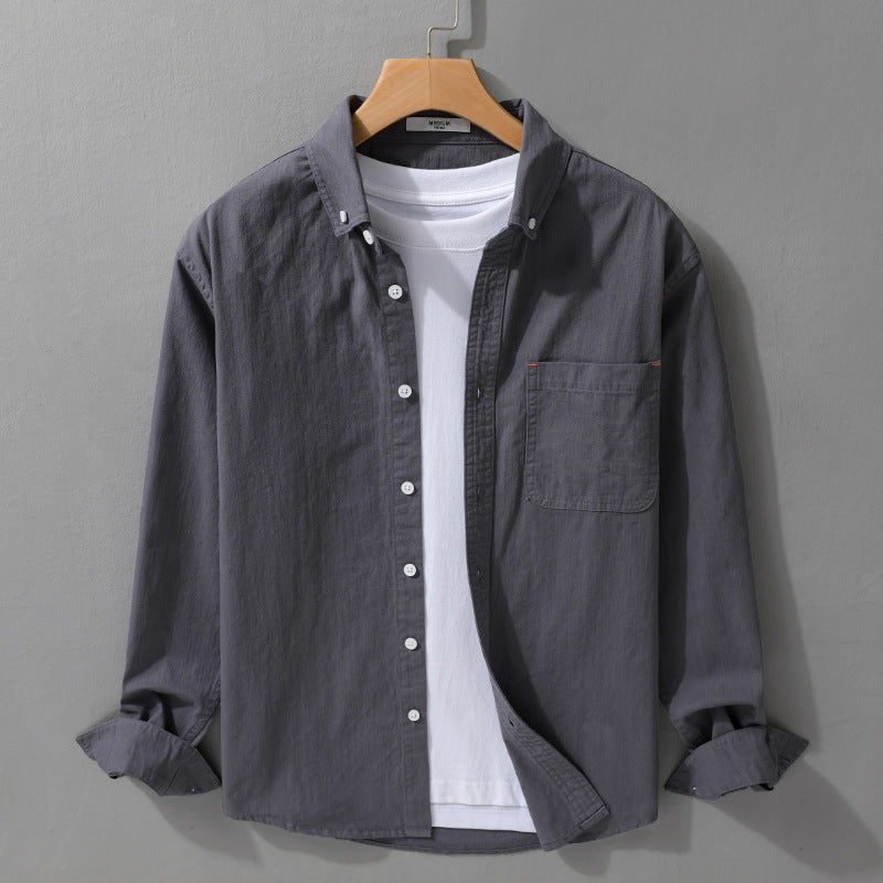 Herren Leichtes Baumwoll-Overshirt im Hemdjacken-Stil mit Brusttasche und Button-Down-Kragen Shop Nory