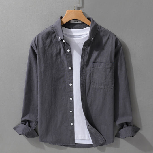 Herren Leichtes Baumwoll-Overshirt im Hemdjacken-Stil mit Brusttasche und Button-Down-Kragen Shop Nory
