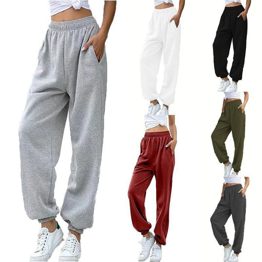 Damen nan Baggy-Sweathose im Retro‑Look mit hohem Komfortbund tiefem Schritt seitlichen Einschubtaschen und elastischen Knöchelbündchen Shop Nory