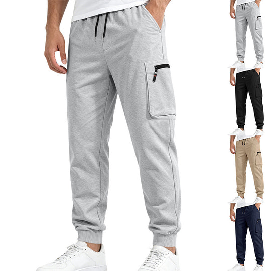 Herren Multifunktionale Slim-Jogginghose mit Cargo-Tasche, Elastischem Tunnelzug und Rippbündchen Shop Nory