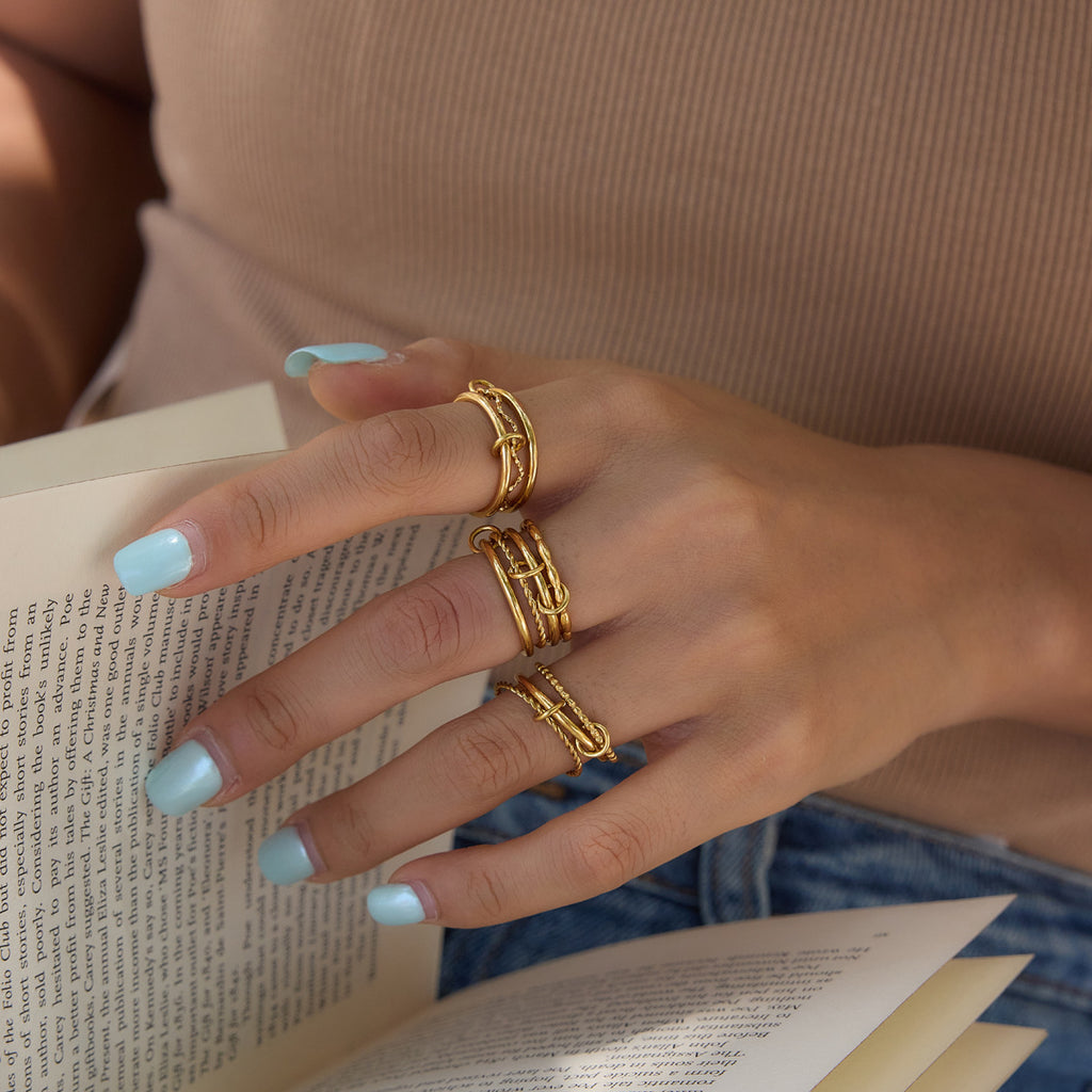Damen Eleganter und hypoallergen Ring mit geflochtenem Design Shop Nory
