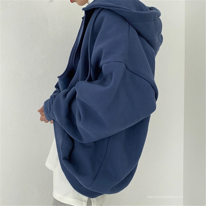 Damen oversized Kapuzenjacke aus weichem Fleece mit Kängurutasche