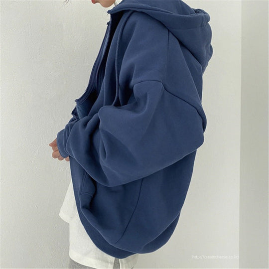 Damen oversized Kapuzenjacke aus weichem Fleece mit Kängurutasche