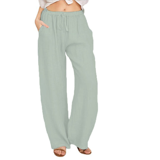 Damen luftige Palazzo-Hose mit Tunnelzugbund, elastischem Taillenabschluss und seitlichen Eingrifftaschen Shop Nory