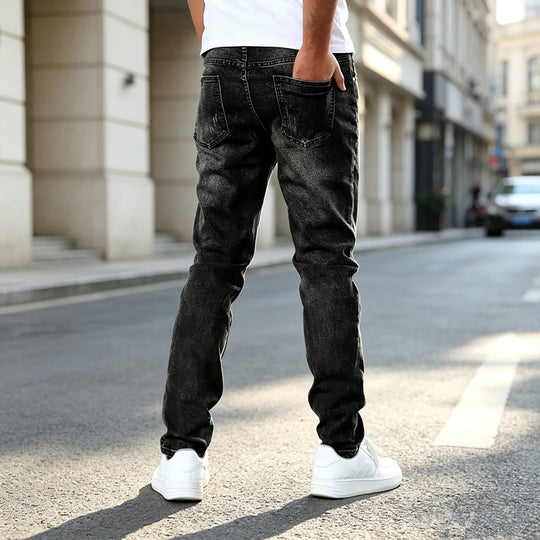 Herren Elegante Slim-Fit Jeans mit modischem Used-Look Shop Nory