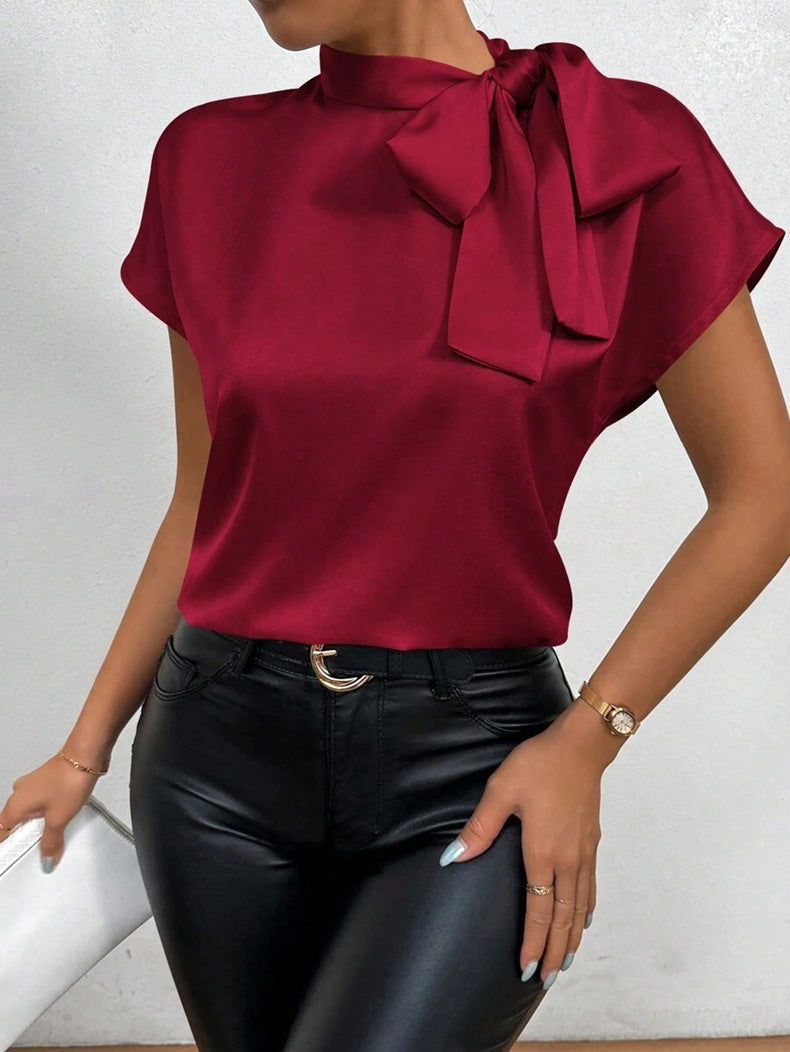 Damen Satin-Top mit eleganter Schleife