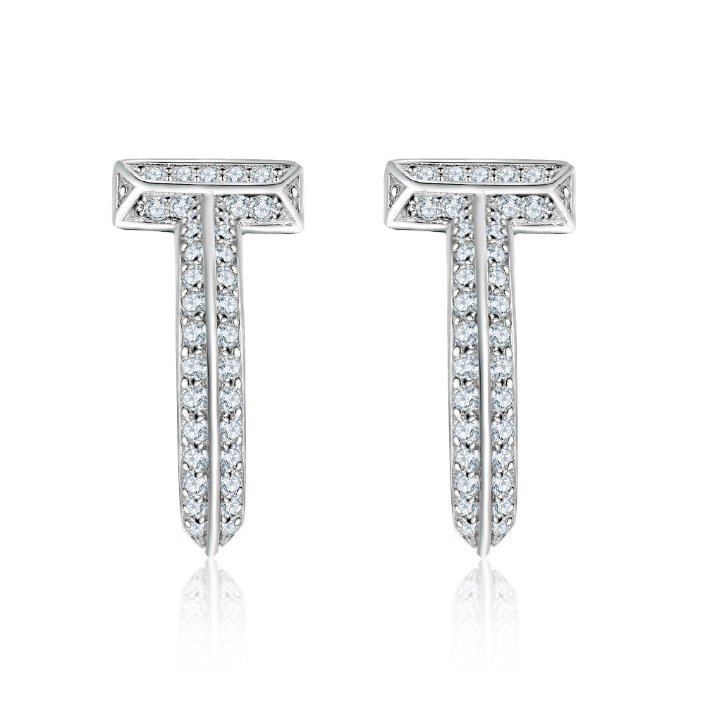 Damen Ohrstecker mit geometrischem Design und funkelndem Zirkonia-Besatz Shop Nory