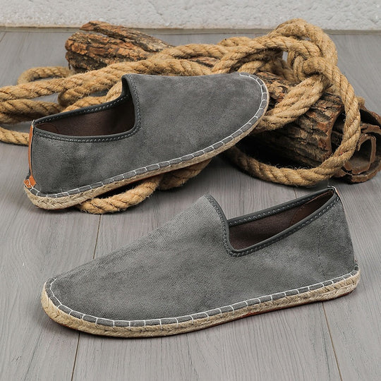 Herren Espadrilles aus Veloursleder mit geflochtener Juteborte und rutschfester Gummilaufsohle Shop Nory