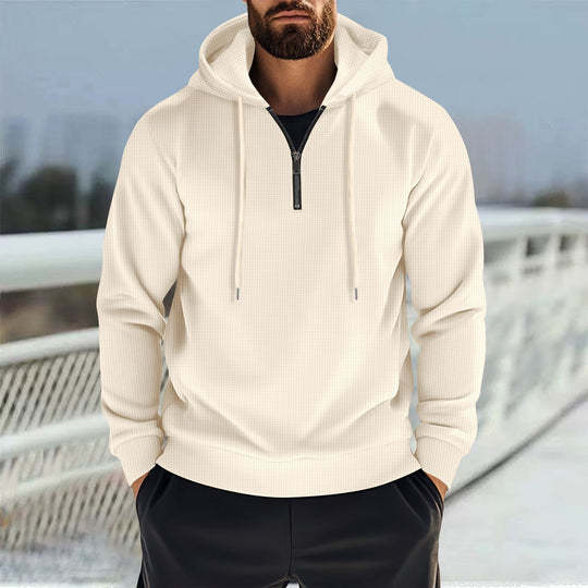 Herren nan Kapuzenpullover mit halbem Reißverschluss und feiner Waffelstruktur Shop Nory