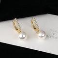 Damen Ohrhänger mit eleganter Perle und funkelndem Zirkon Shop Nory