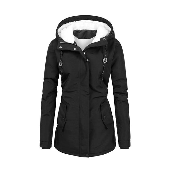 Damen Wasserabweisender Parka mit Teddyfutter, Kapuze und tailliertem Schnitt Shop Nory