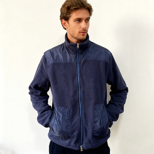 Herren Fleecejacke mit Stehkragen, Zwei‑Material‑Panel und Reißverschluss Shop Nory