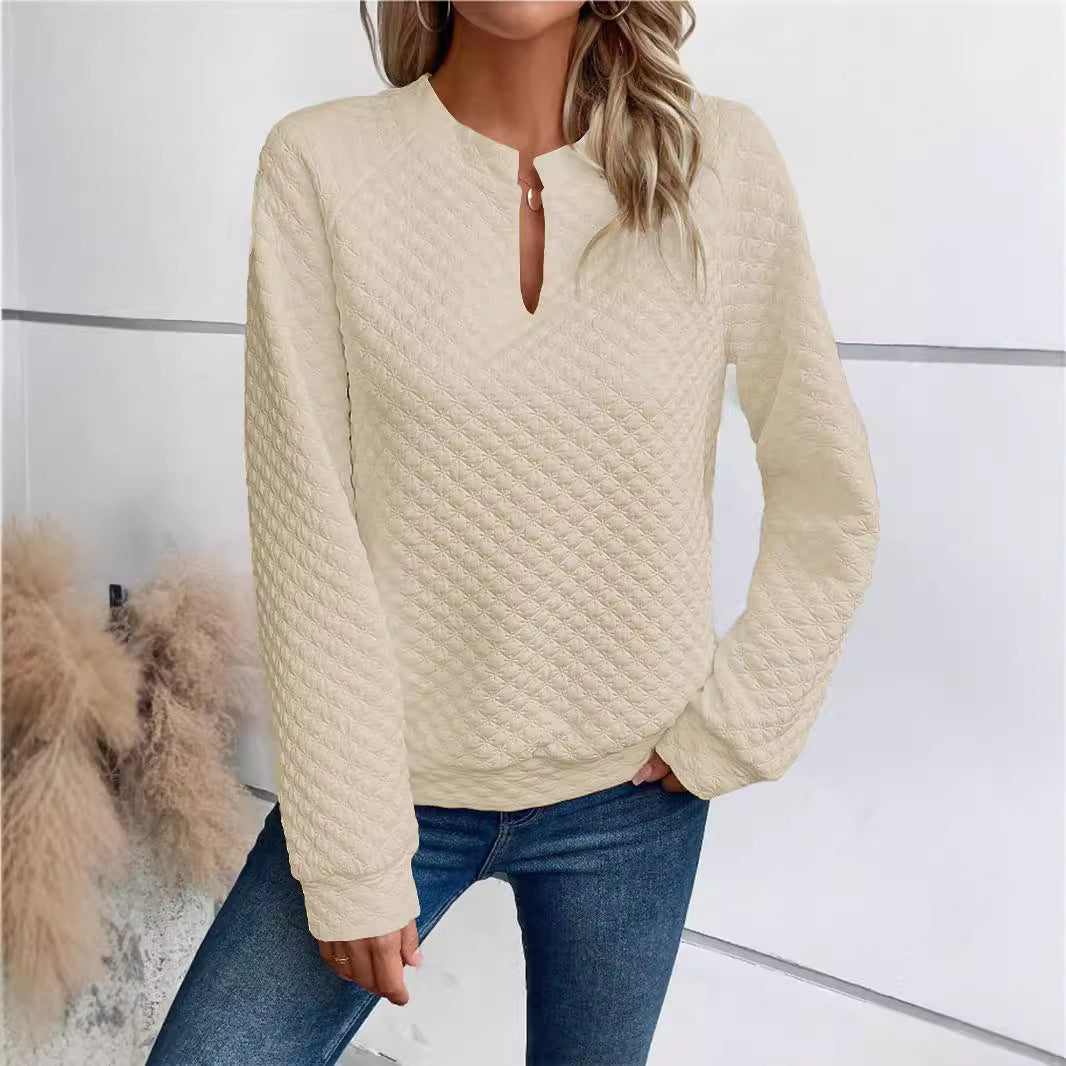 Damen Gesteppter Kuschel-Pullover mit Schlitzkragen Shop Nory