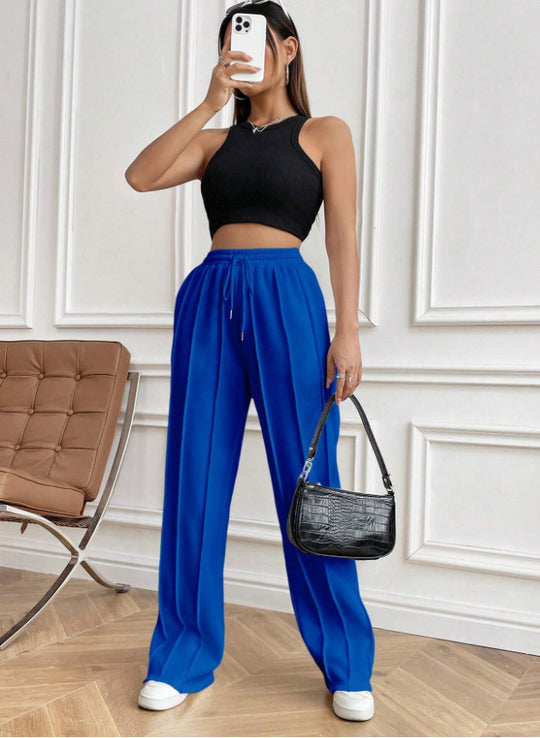 Damen Weite High-Waist Plissee-Hose mit Tunnelzug und markanter Bügelfalte Shop Nory