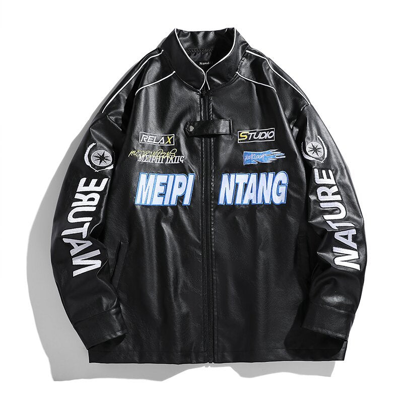 Herren gestickte Utility-Trainingsjacke im Racing‑Look mit Stehkragen Shop Nory