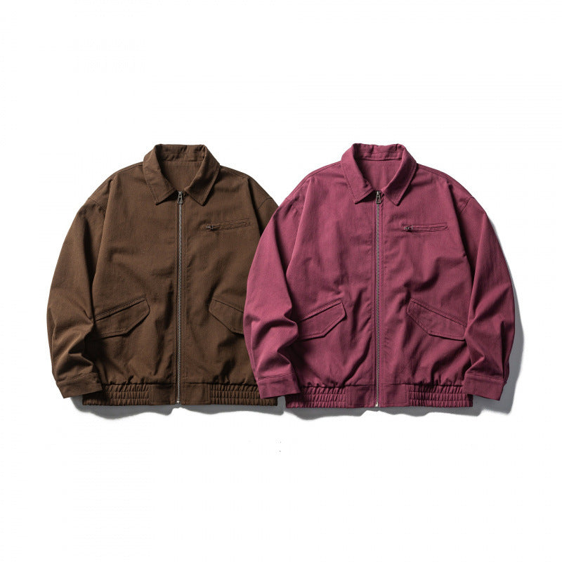 Herren Boxy-Workwear-Jacke mit durchgehendem Reißverschluss, aufgesetzten Pattentaschen und elastischem Bund Shop Nory
