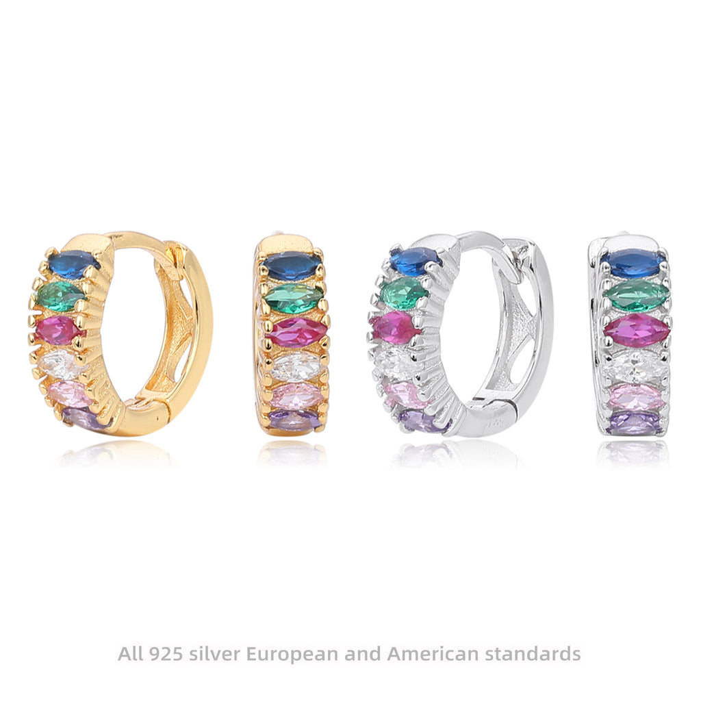 Damen Creolen mit bunten Zirkonia und hochwertiger 925 Sterlingsilberfassung Shop Nory