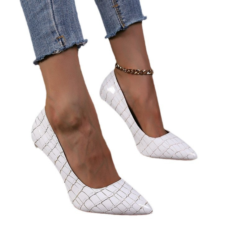 Damen Elegante High Heel Pumps mit glänzendem Krokodil-Design und markantem Absatz