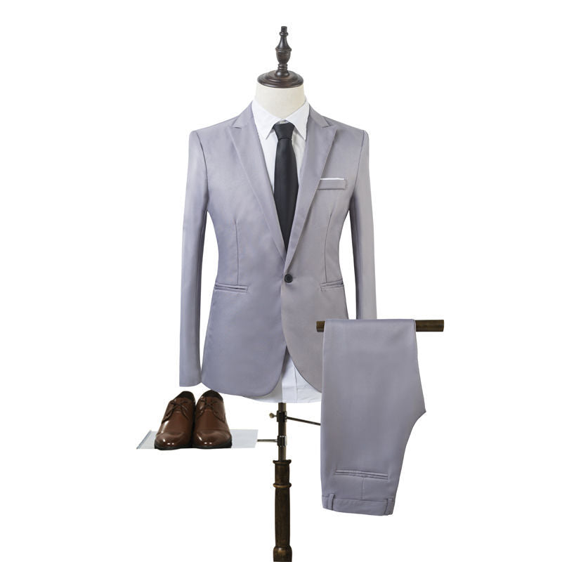 Herren Tailliertes Ein-Knopf-Anzugsset im Slim‑Fit mit schmaler Anzughose Shop Nory