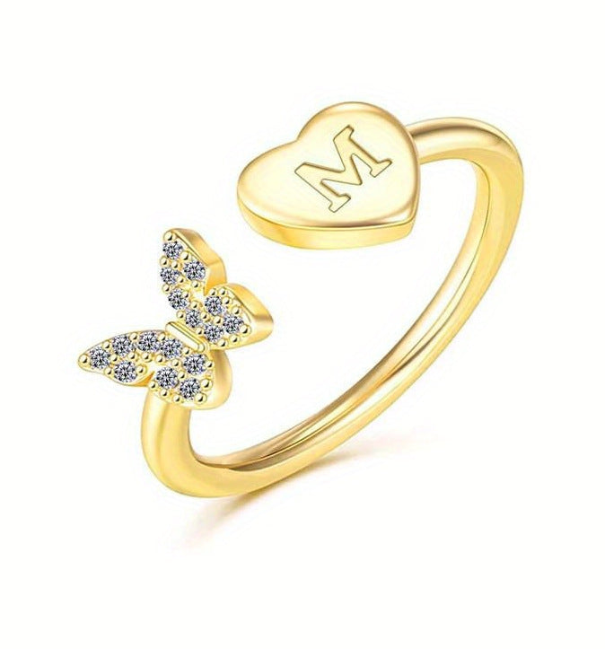 Damen Ring mit Schmetterlingsdesign und Herzmotiv Shop Nory