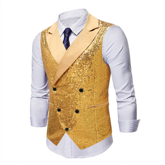Herren Pailletten-Weste mit Schalkragen und Doppelreiher Shop Nory