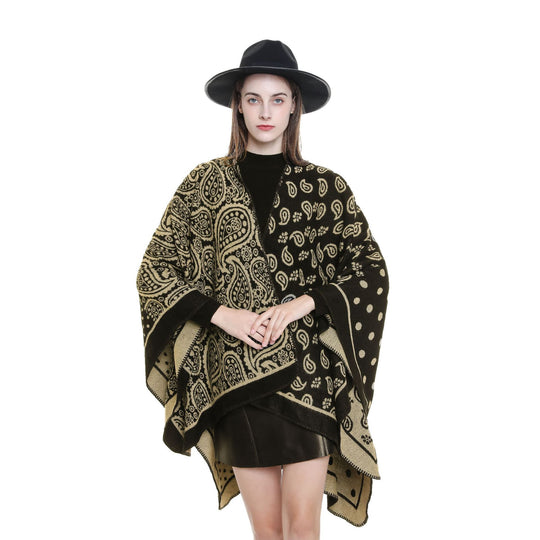 Damen Oversize-Jacquard-Umhang mit Paisley-Patchwork-Optik Shop Nory
