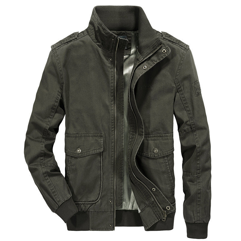 Herren robuste Canvas‑Field‑Bomberjacke mit Stehkragen, Schulterklappen und Mehrfach‑Taschen Shop Nory