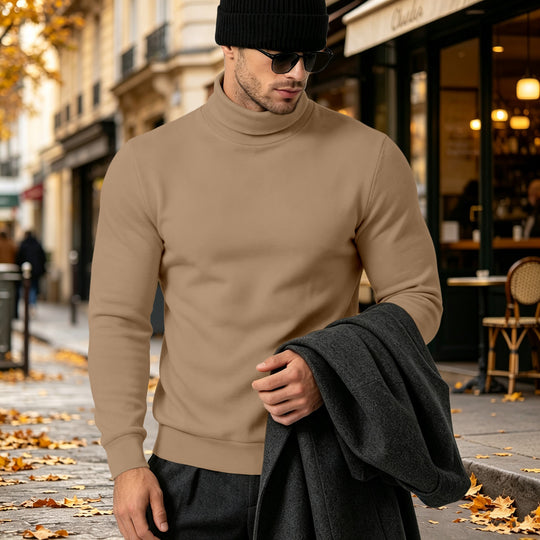 Herren Eleganter Baumwoll-Mix Rollkragenpullover Slim Fit Shop Nory