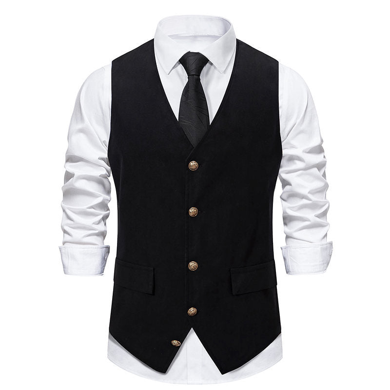 Herren elegante Anzugweste mit feinen Details und praktischen Taschen