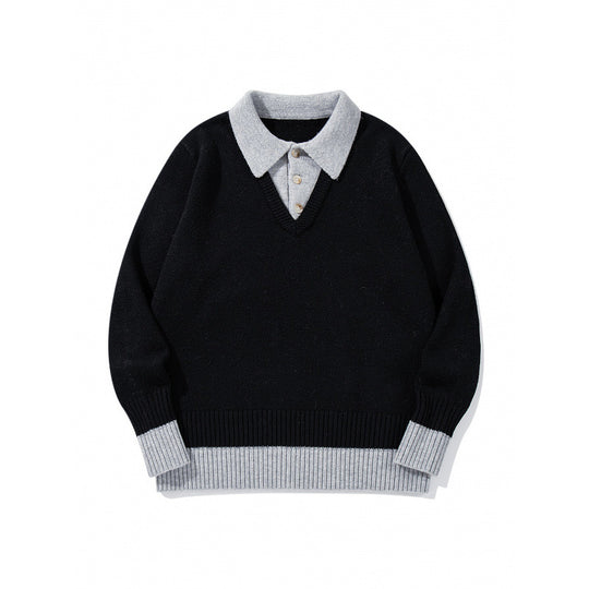 Herren Oversized Feinstrick-Polo mit kontrastbesetztem Hemdkragen und Rippenbündchen Shop Nory