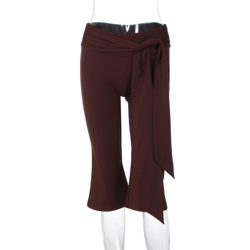 Damen Sportliche Capri-Hose mit elegantem Wickelband