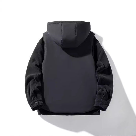 Herren Hybrid-Steppjacke mit Kapuze und Fleece-Ärmeln, Utility-Parka Shop Nory