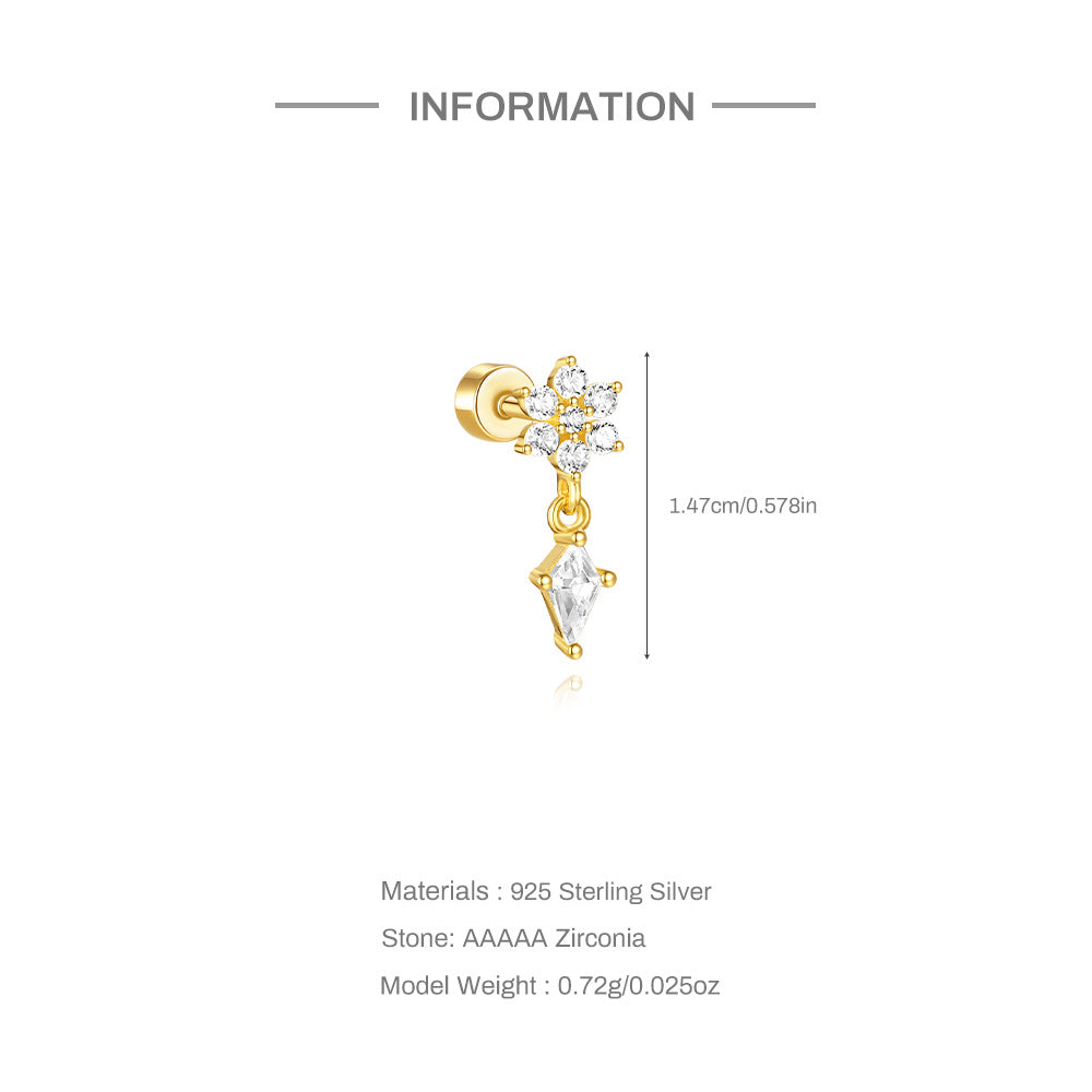 1 Stück Ohrknorpelringe & Steckern Einfacher Stil Klassischer Stil Geometrisch 925 Sterling Silber Opal Zircon Ohrknorpelringe & Steckern | Shop Nory