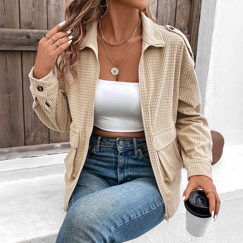 Damen Strukturierter Cord-Utility-Blouson mit Reißverschluss und Pattentaschen Shop Nory