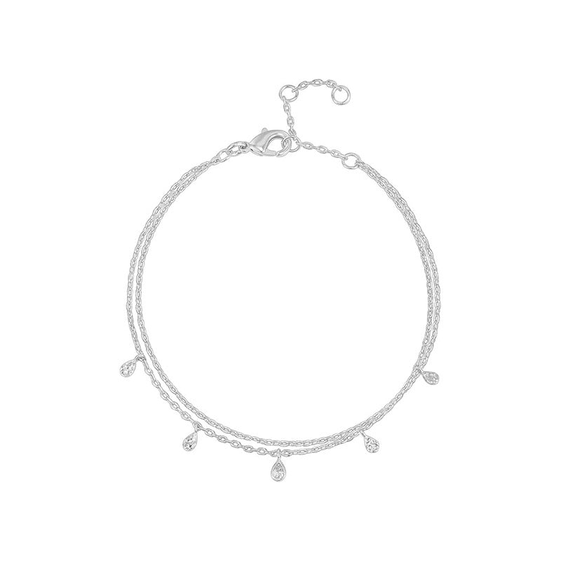 Damen Fußkettchen mit funkelnden Tropfen und filigranem Design Shop Nory