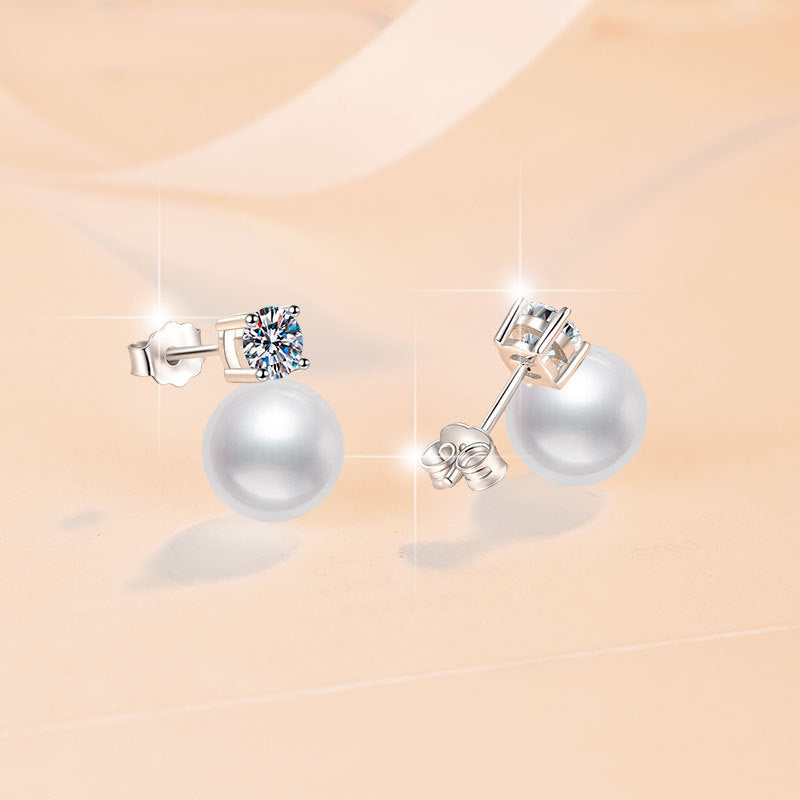 Damen-Ohrstecker mit strahlenden Zirkonias und eleganten Perlen Shop Nory